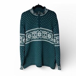 Lands’ End Vintage Men’s Nordic Snowflake 1/4 Zip Sweater